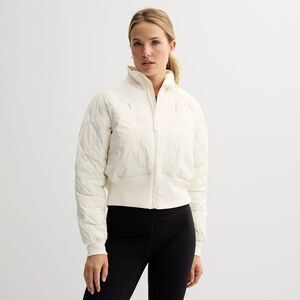 New Women's FLX Cropped Quilted Ski Jacket Size L  Beige